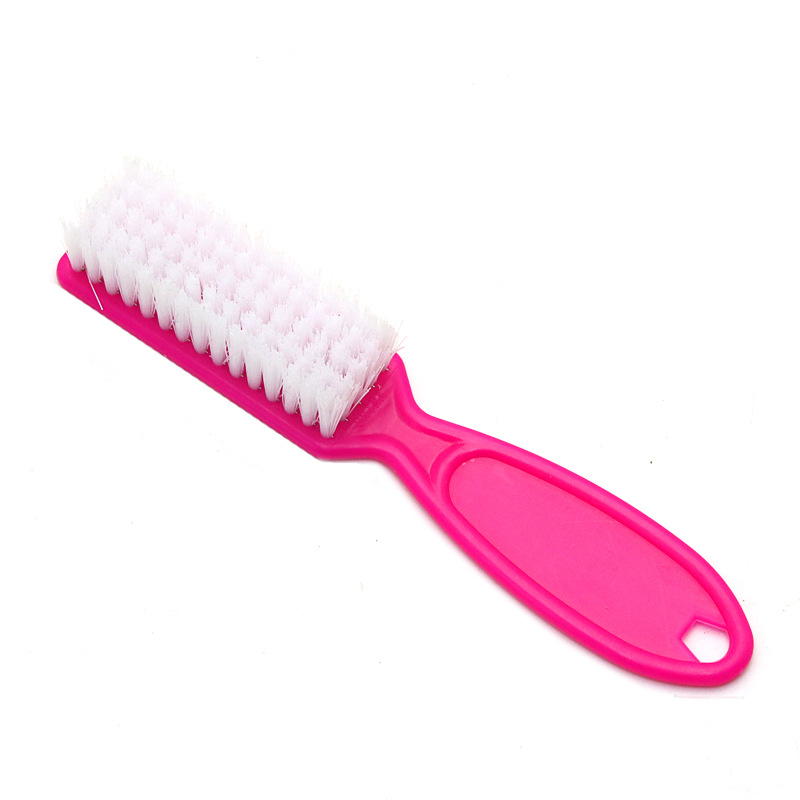 Professional Flat Hair Shape Toe Nails Cleaner Long Nylon Cleaning Brush with Grip Handle Dust Remover for Nail Products