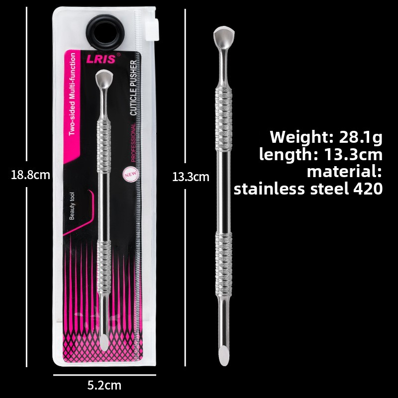 Custom Professional 420 Stainless Steel Nail Cuticle Pusher Durable Metal Nail Salon Cutter & Remover