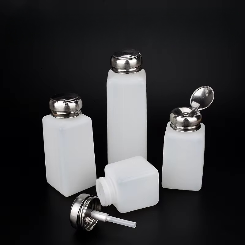 Portable 120/200/250/500ml White Plastic Push-Down Pressure Emitter Flask for Nail Polish Remover Nail Supplies
