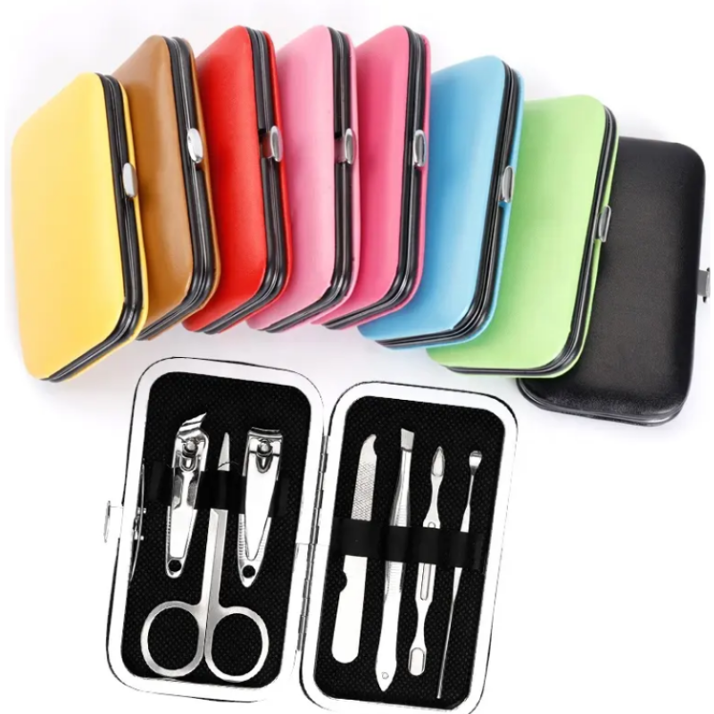 Candy-Colored 7-Piece Full Manicure Nail Clippers Set Steel Construction Beauty Tool for Fingers & Toes