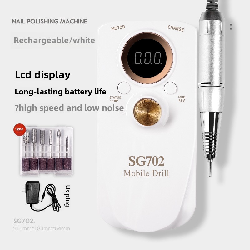 Electric Nail Art Polisher with LCD Display 35000rpm USB Plug Bit Made of Plastic for Pedicure Use in Salons
