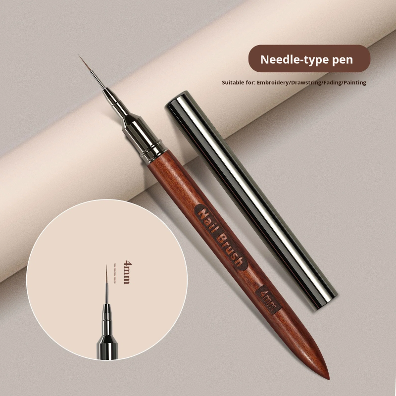 New Trend Wood Handle Construction Gel Brush Nylon Hair 6/9/12/15/18MM Nail Polish Liner Pen Brush for Acrylic Art Painting