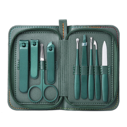 Leather Holster Nail Clipper Set Beauty Tool with Ear Scoop Eyebrow Scissors Tweezers for Dead Skin Pedicure Gift