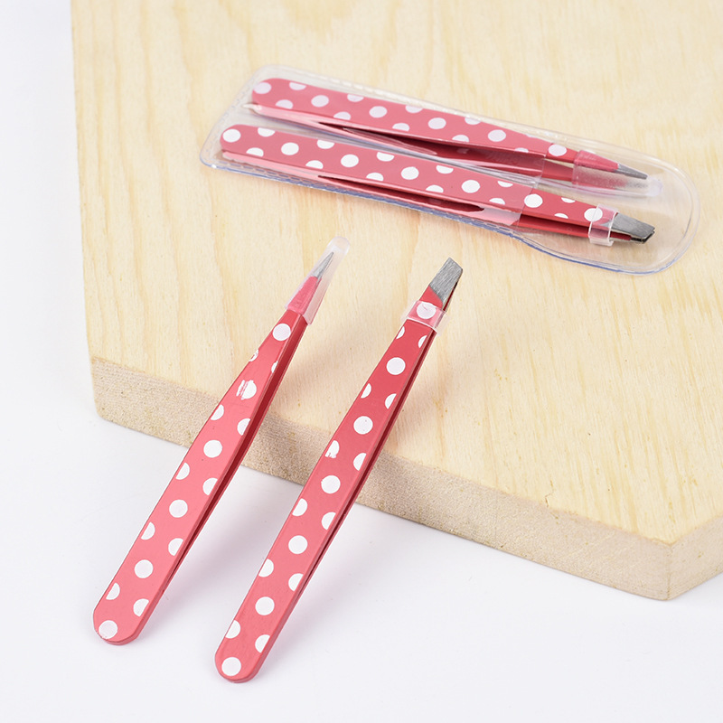 Customized Private Label Stainless Steel Eyebrow Piler Pointed Tip Eyebrow Tweezers Set with Flat Clip Beauty Tool