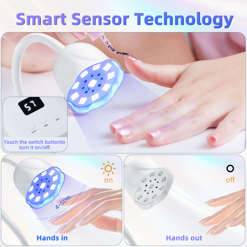 Portable USB Nail Polish Phototherapy Machine Quick-Drying Home Use Lamp with Lotus Design