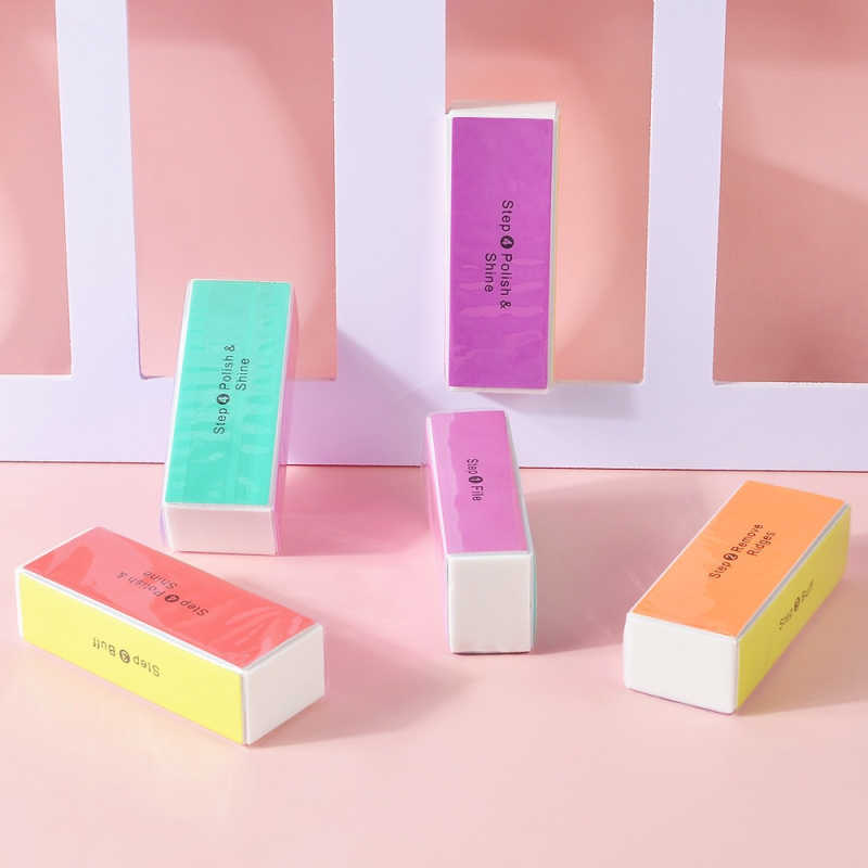 Multifunctional Four-Sided Nail Polishing Block Sponge Square Pattern Buffer for Nail Art Manicure Polishing Strip