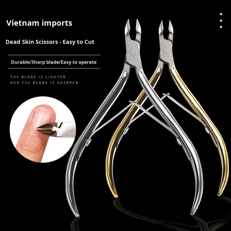 Vietnam Easy-Cut D28/D501 Double Fork Stainless Steel Manicure Scissors Straight Beauty Tool Anti-Slip Frosted Handle Dead Skin