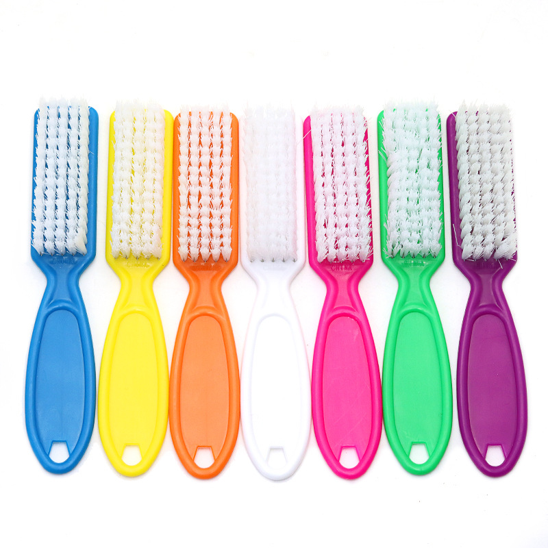 Professional Flat Hair Shape Toe Nails Cleaner Long Nylon Cleaning Brush with Grip Handle Dust Remover for Nail Products