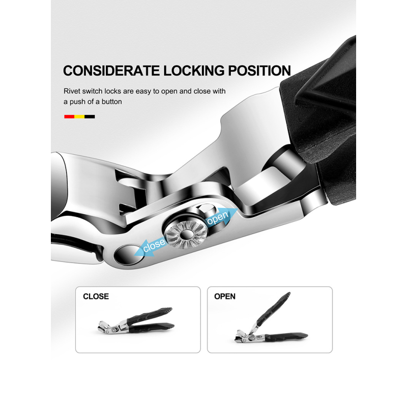 Stainless Steel Elbow Nail Clippers Long Handle Large Opening Pedicure Nail Clippers Grip Nail Clippers for Convenient Fingers