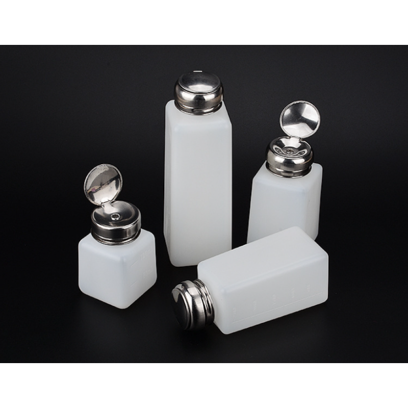 Portable 120/200/250/500ml White Plastic Push-Down Pressure Emitter Flask for Nail Polish Remover Nail Supplies