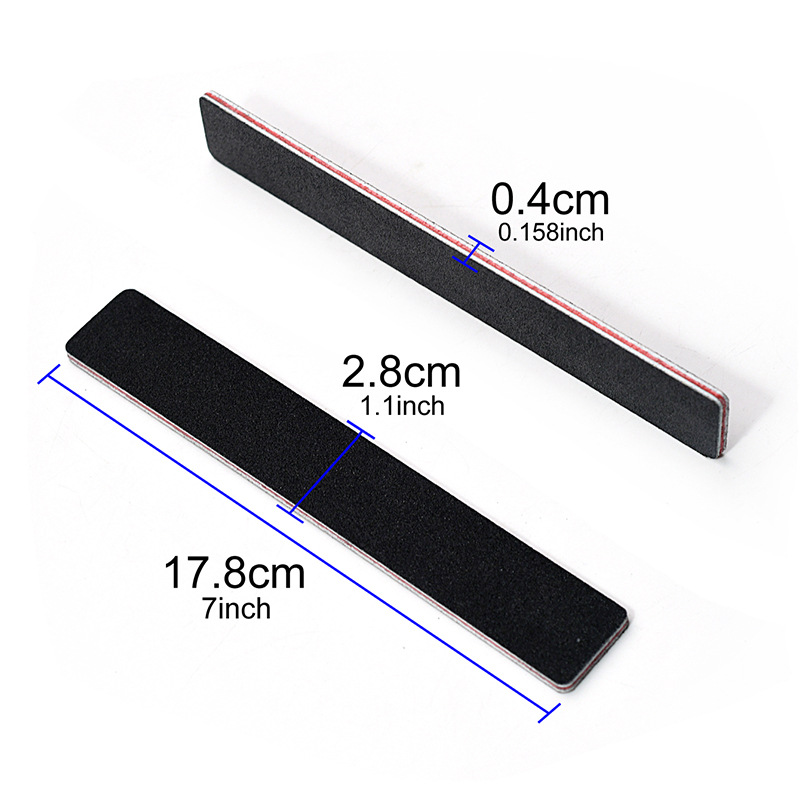 OEM Custom Logo Professional Black Rectangle Nail File with 100/180 80/80 Grit Zebra Sandpaper Emery Double Side Washable