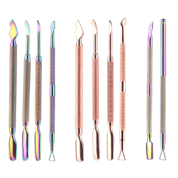 Exquisite Aluminum Box Set Reusable Nail Art Tools Stainless Steel Push Unloader Dead Skin Fork Solid Liquid Forms Printed Logo