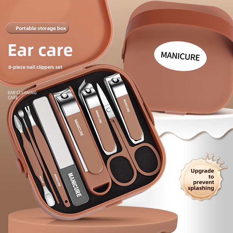 8-Piece Household High-Grade Nail Clippers Set Splash-Proof for Men and Women for Fingers and Toes Beauty Tool