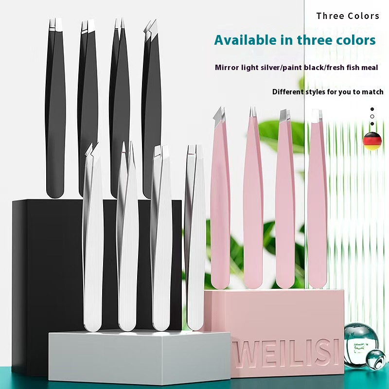 Ultra-Thin Stainless Steel Eyebrow Tweezers with Slanted Tip Precise Grip for Eyebrow Hair Removal