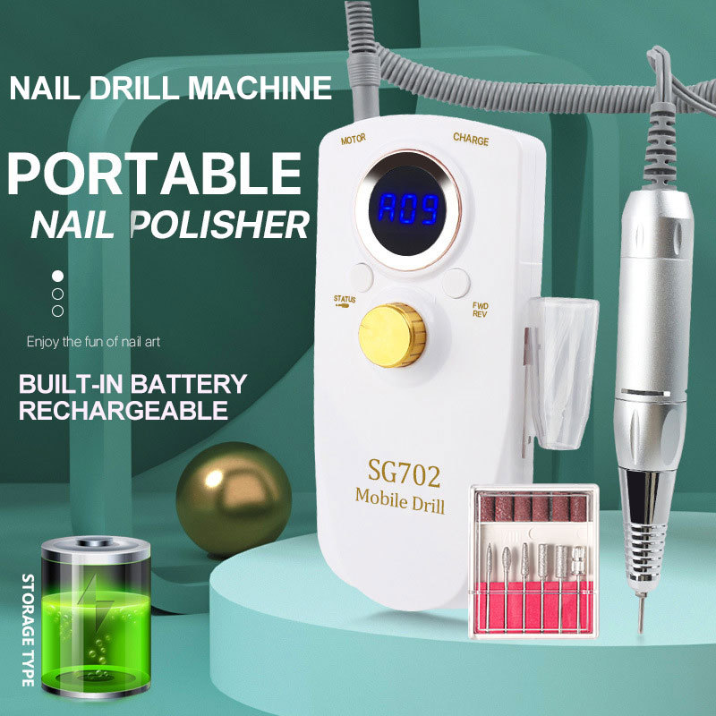 Portable Electric Nail Polisher for Salons Special Model with LCD Display Battery Storage Adjustable Speed up to 35000rpm