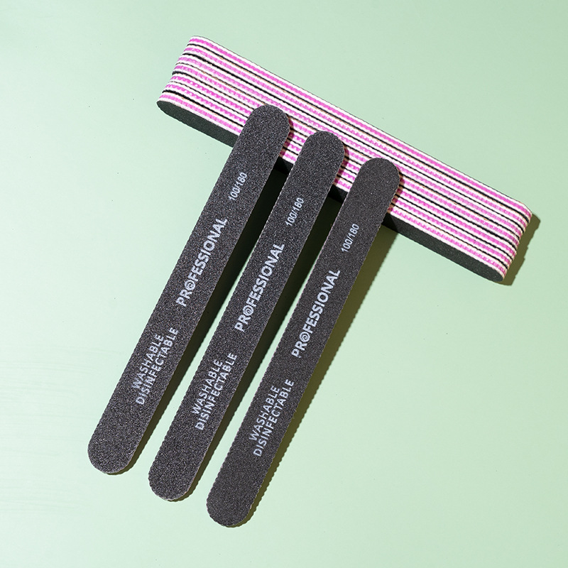 Professional Custom Nail Buffer Stainless Steel 100/180 Dual Emery Boards Straight Pattern Nail File