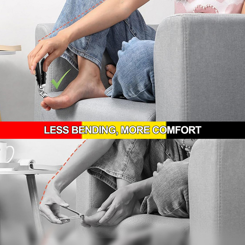 Stainless Steel Elbow Nail Clippers Long Handle Large Opening Pedicure Nail Clippers Grip Nail Clippers for Convenient Fingers