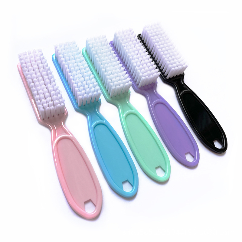 Wholesale Custom High Quality Nylon Flat Nail Brush with Long Handle Scrub Manicure Dust Cleaning Tool