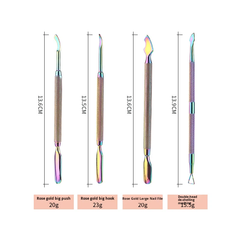 Exquisite Aluminum Box Set Reusable Nail Art Tools Stainless Steel Push Unloader Dead Skin Fork Solid Liquid Forms Printed Logo