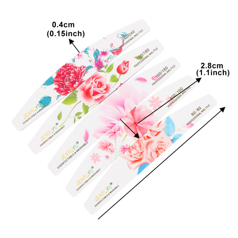 Personalized Half-Moon Design Polishing Tool Custom Wooden Nail File Logo 80/100/180/240 Diamond Double Side Plastic Material