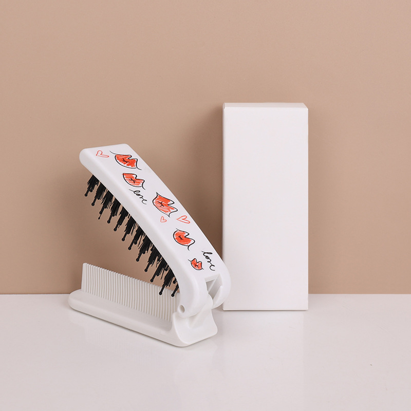 Dual-Purpose Ionic Folding Comb Portable Plastic Travel Hairbrush Easy-to-Use Straight Hair Smoothing and Carry-On Features