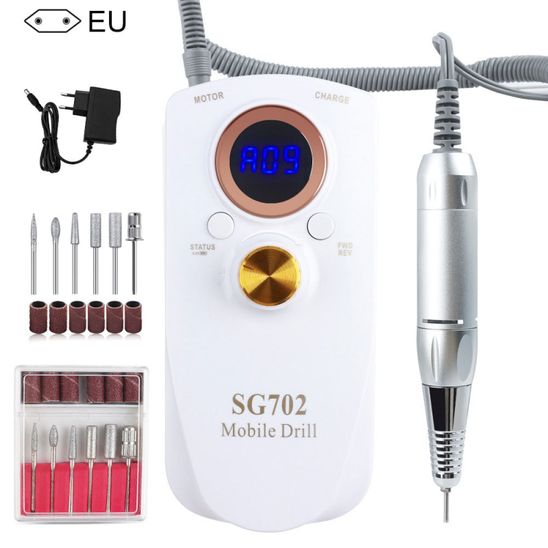 Portable Electric Nail Polisher for Salons Special Model with LCD Display Battery Storage Adjustable Speed up to 35000rpm