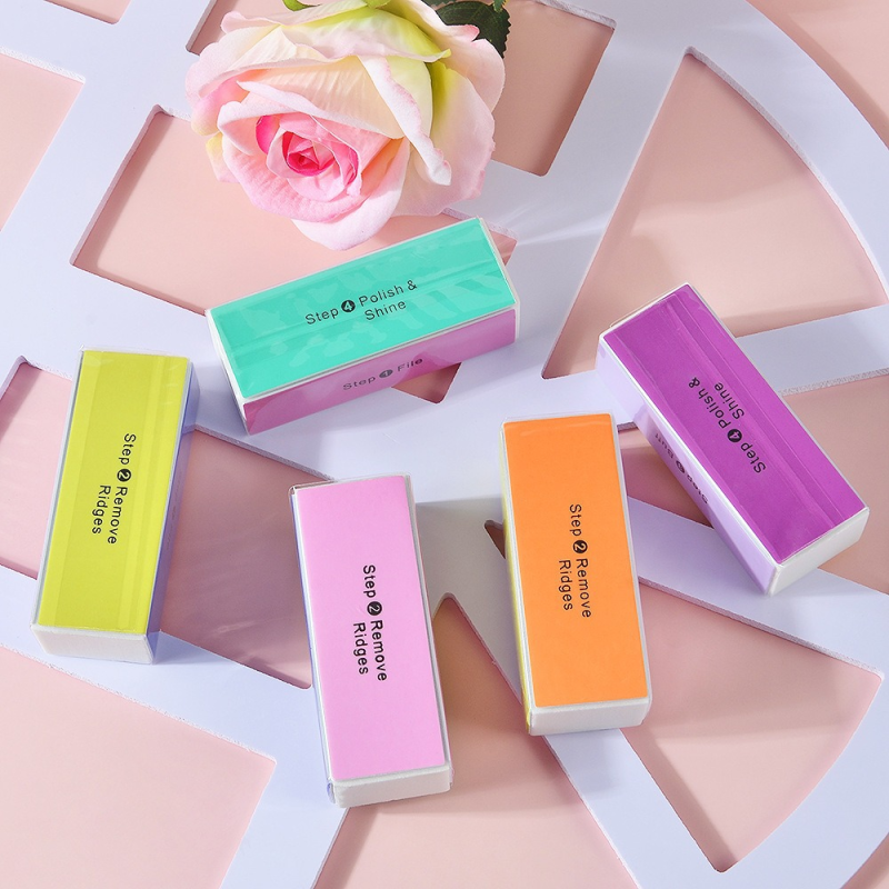 Multifunctional Four-Sided Nail Polishing Block Sponge Square Pattern Buffer for Nail Art Manicure Polishing Strip