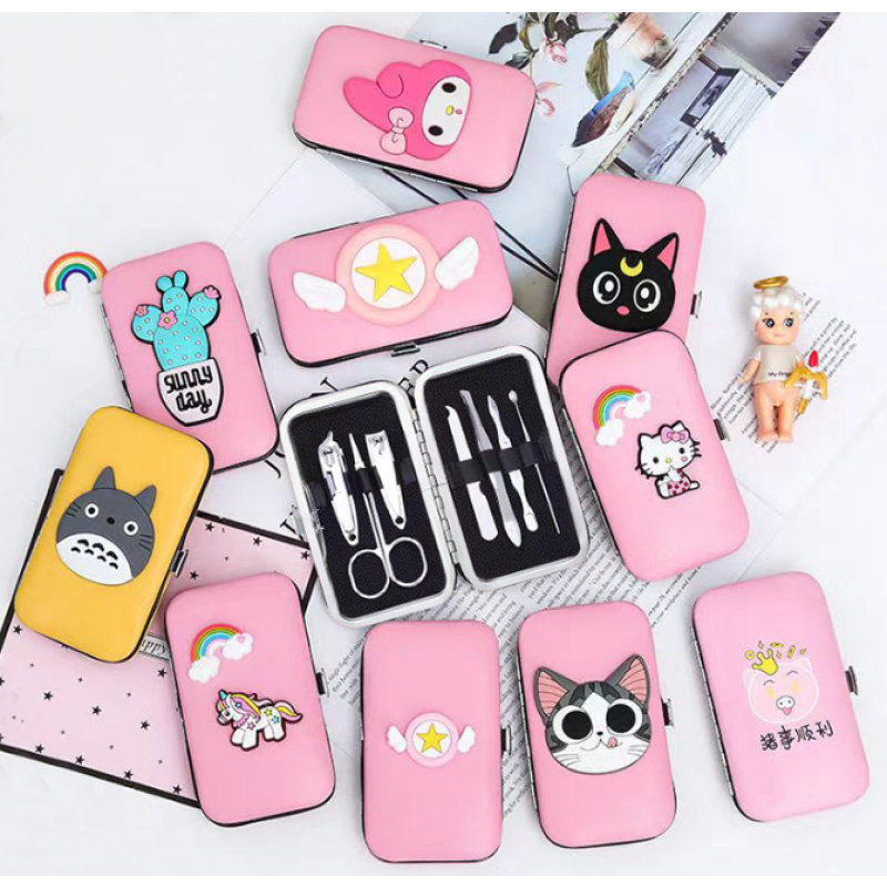 Candy-Colored 7-Piece Full Manicure Nail Clippers Set Steel Construction Beauty Tool for Fingers & Toes