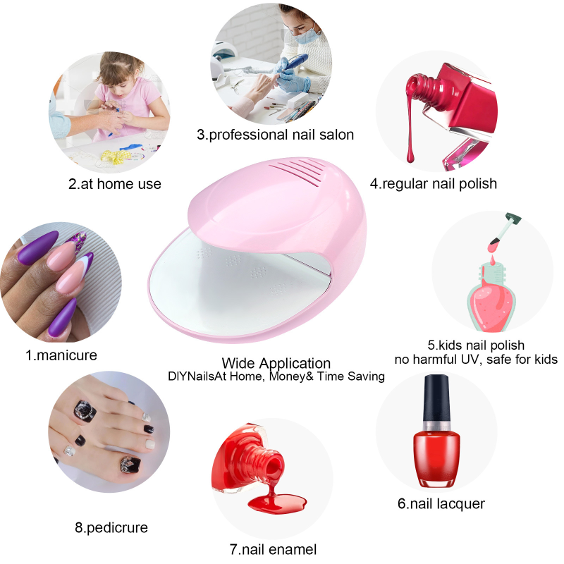 High Quality Portable Battery Operated Nail Polish Air Dryer Quick-Drying Hair Dryer with Custom Logo for Nail Tools