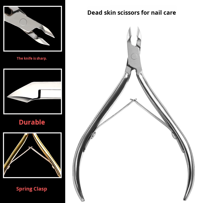 Vietnam Easy-Cut D28/D501 Double Fork Stainless Steel Manicure Scissors Straight Beauty Tool Anti-Slip Frosted Handle Dead Skin