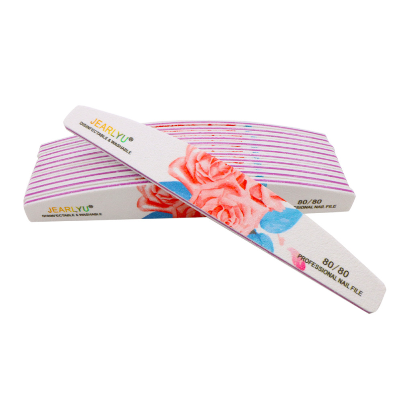 Personalized Half-Moon Design Polishing Tool Custom Wooden Nail File Logo 80/100/180/240 Diamond Double Side Plastic Material