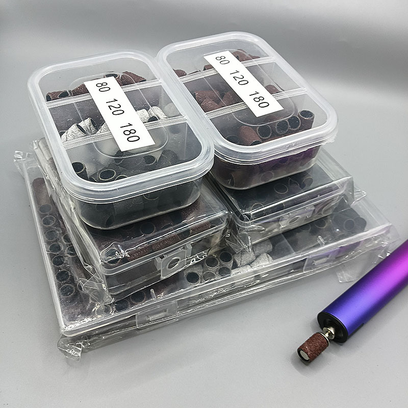 Portable Manicure Sanding Tool with Square Sanding Head and Sand Ring Shaft Color Boxed Manicure Sanding Ring