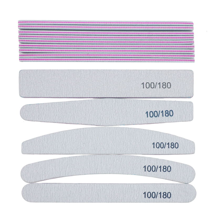 Wholesale Professional Half Moon Nail Buffer Block with Sponge Custom Logo 100/180 Grit EVA Material Nail File