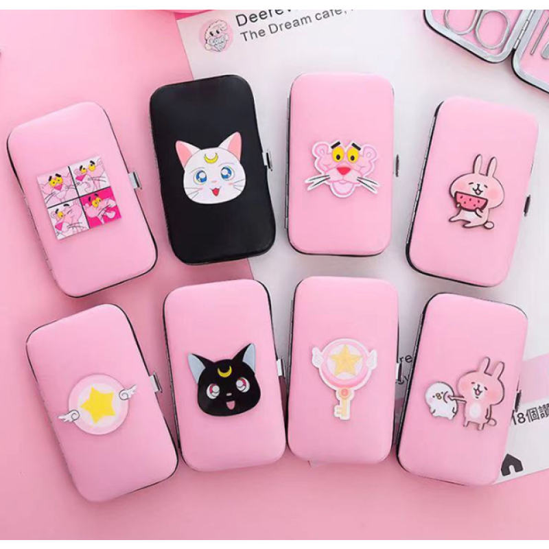 Candy-Colored 7-Piece Full Manicure Nail Clippers Set Steel Construction Beauty Tool for Fingers & Toes