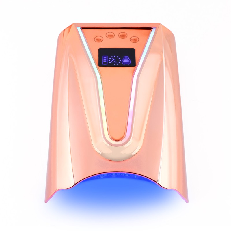 2025 High-Power 128W UV LED Nail Lamp Cordless Design with Logo Print Portable Cure Nail Lamp with Battery Power Supply