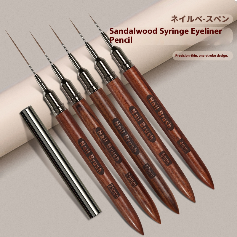 New Trend Wood Handle Construction Gel Brush Nylon Hair 6/9/12/15/18MM Nail Polish Liner Pen Brush for Acrylic Art Painting