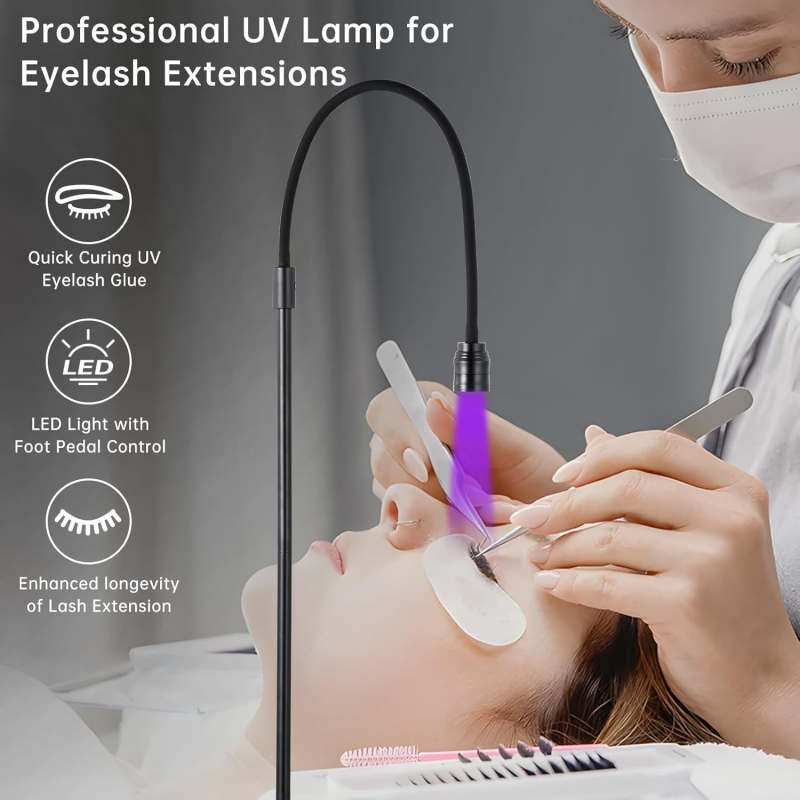 MIMU 10W LED UV Purple Light Nail Lamp 110-240V Fast Curing Aluminum Alloy Pedal Floor Lamp for False Eyelash Grafting Glue