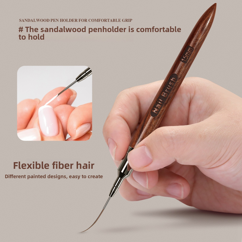 New Trend Wood Handle Construction Gel Brush Nylon Hair 6/9/12/15/18MM Nail Polish Liner Pen Brush for Acrylic Art Painting