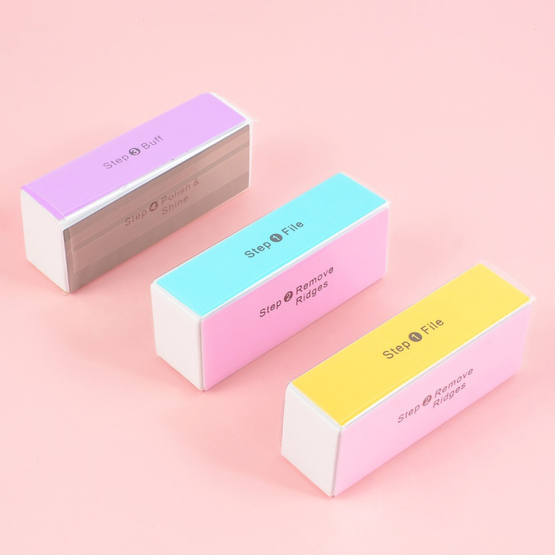 Multifunctional Four-Sided Nail Polishing Block Sponge Square Pattern Buffer for Nail Art Manicure Polishing Strip