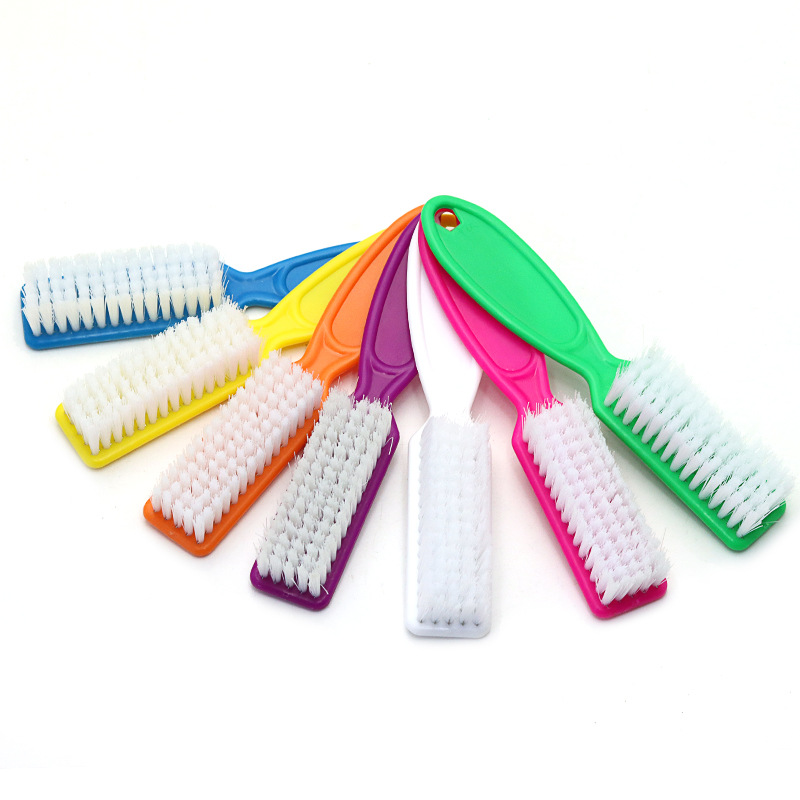 Professional Flat Hair Shape Toe Nails Cleaner Long Nylon Cleaning Brush with Grip Handle Dust Remover for Nail Products