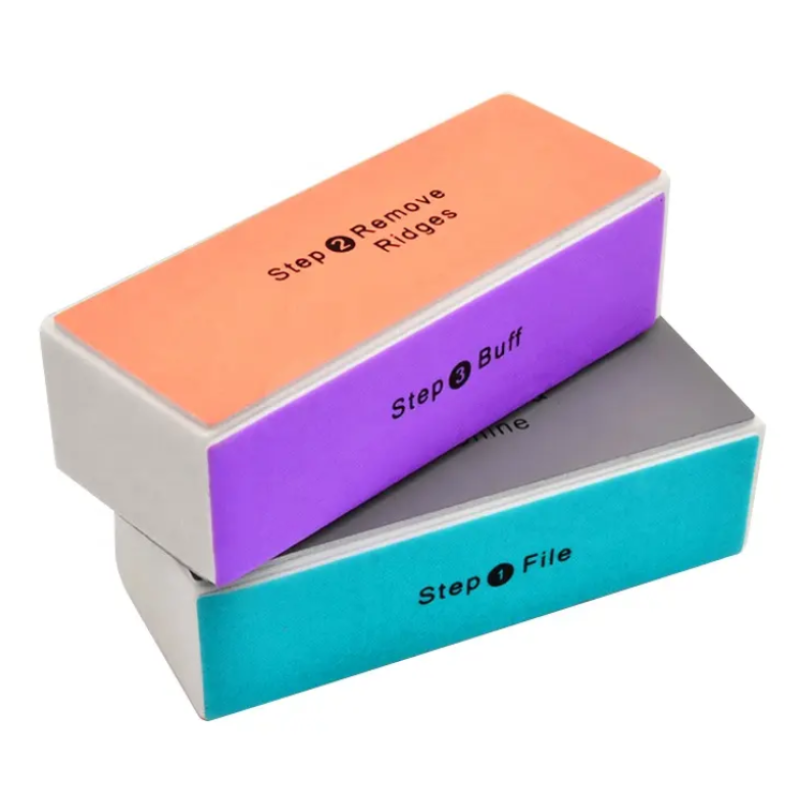 Multifunctional Four-Sided Nail Polishing Block Sponge Square Pattern Buffer for Nail Art Manicure Polishing Strip
