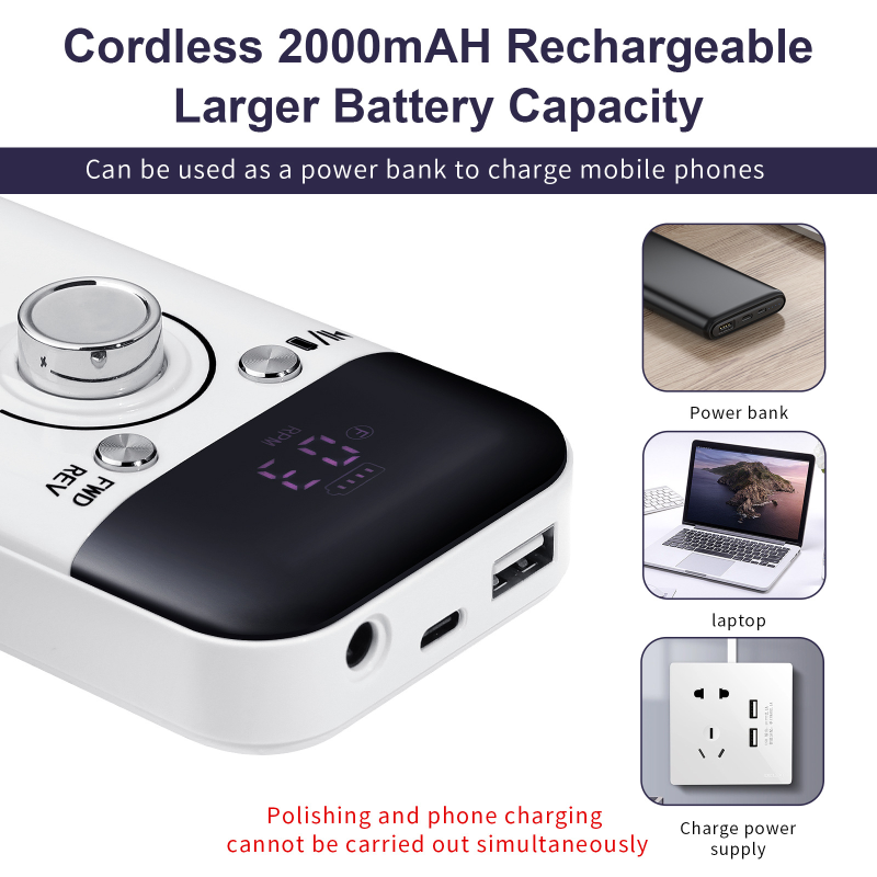 New V6 45000rpm Electric Nail Drill Machine Drills for Gel Nails Polish Rechargeable Portable Nail File Manicure Tool