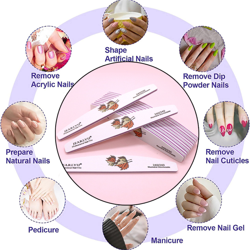 High Quality Zebra Nail File White Sand Printed Leaf Easy to Use Grinding Strip Washable Not Easy to Fall off Emery Board