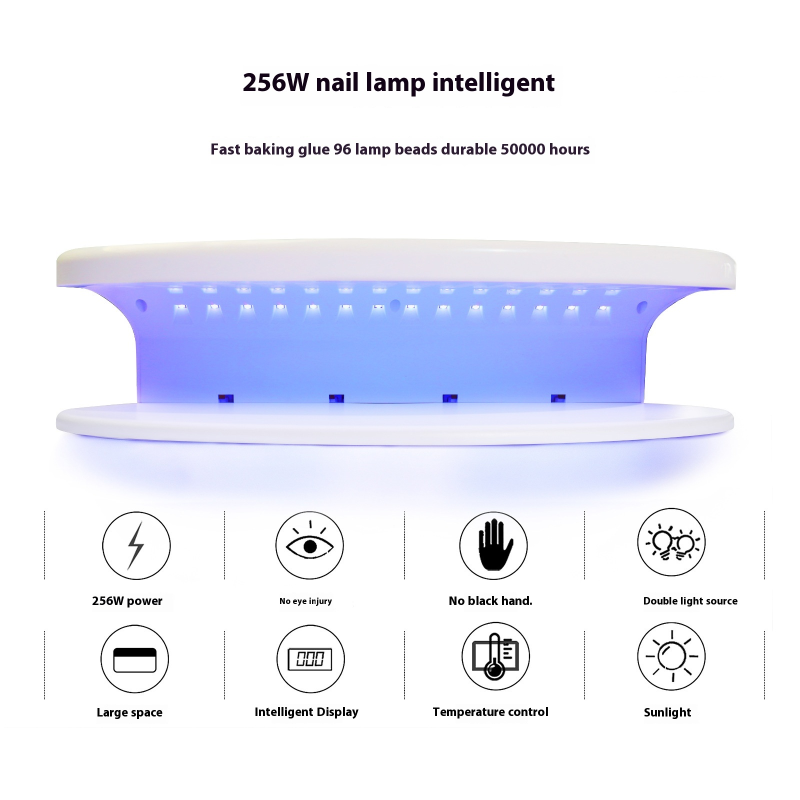 Professional Handmade 256W UV Nail Lamp Quick-Drying LED Gel Curing Machine Wearable with Metal & Plastic Material