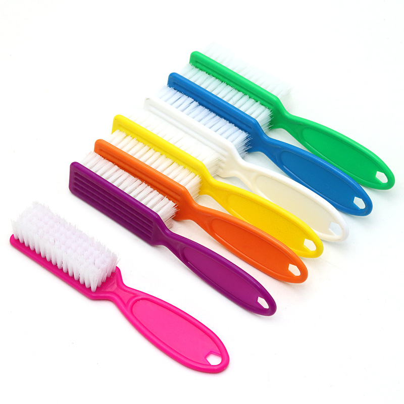 Professional Flat Hair Shape Toe Nails Cleaner Long Nylon Cleaning Brush with Grip Handle Dust Remover for Nail Products