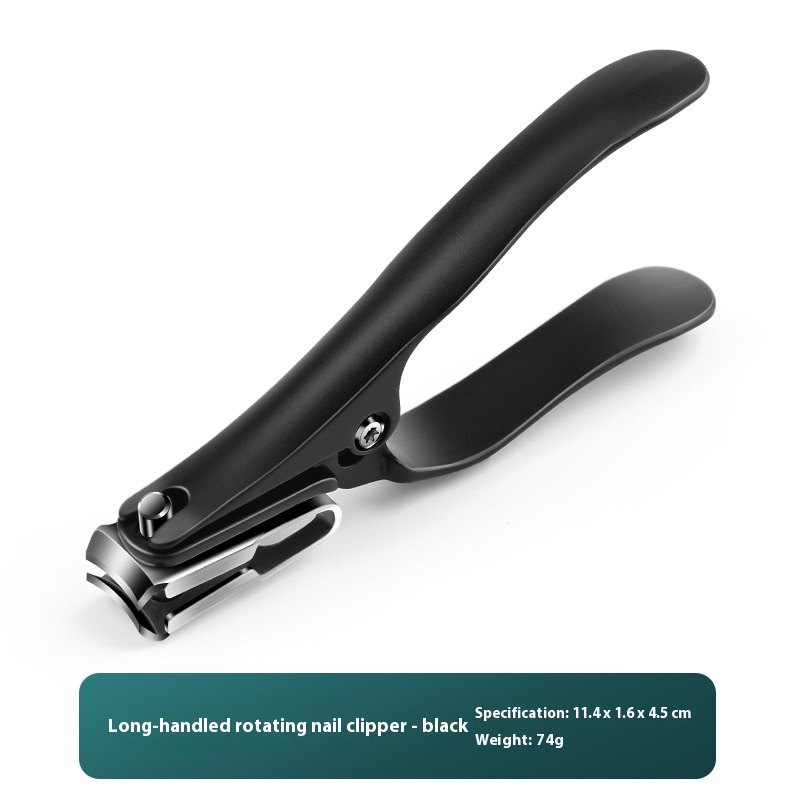 360-Degree Stainless Steel Rotating Nail Clipper Extended Handle Anti-Splash Single Large Size Wide Mouth Nail Cutter Fingers