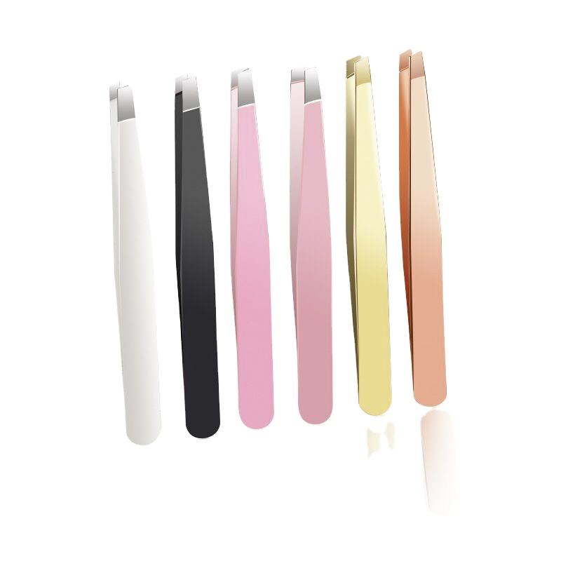 Customizable Antistatic 45 Degree Inclined Stainless Steel Eyebrow Pinzette Available in Gold Black Rose Colors Eyelash Tweezers