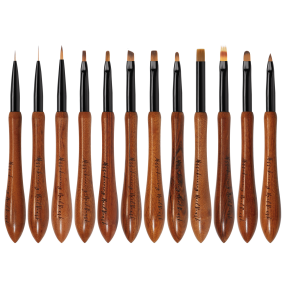 Japanese Style New Nail Art Pen Gourd Pen Walnut Sandalwood Rod Gradient Smudge Flower Hook Line for Color Painting Wood Handle