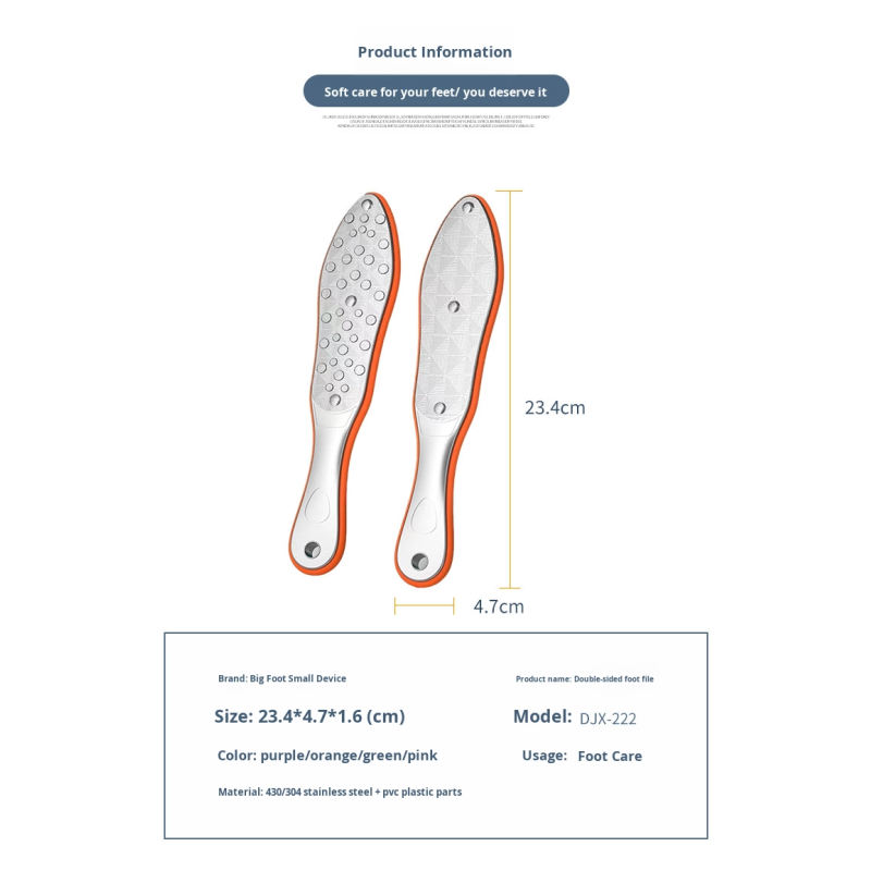 Factory Stainless Steel Double Sided Foot File Custom Logo Pedicure Tool for Dead Skin & Callus Removal Foot Care Tool