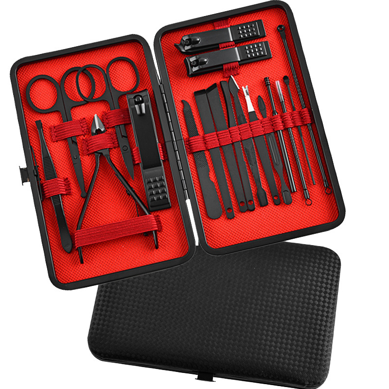 24-Piece Black Oblique Nail Clipper Set One-Piece Manicure Tool for Fingers Pedicure Scissors Personal Use